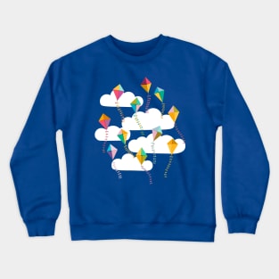 Flying Kites {Sky} Blue Sky and Clouds Crewneck Sweatshirt